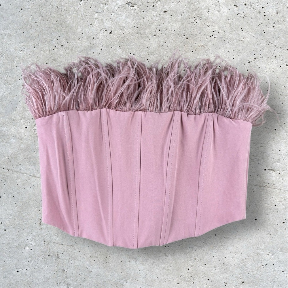 Club L London Pink Feathered Crop Top